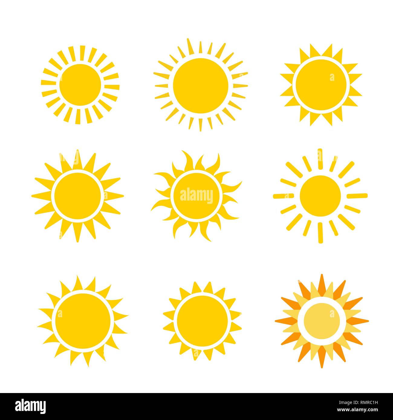 Sun flachbild Vektor Symbol auf weißem Hintergrund Stock Vektor