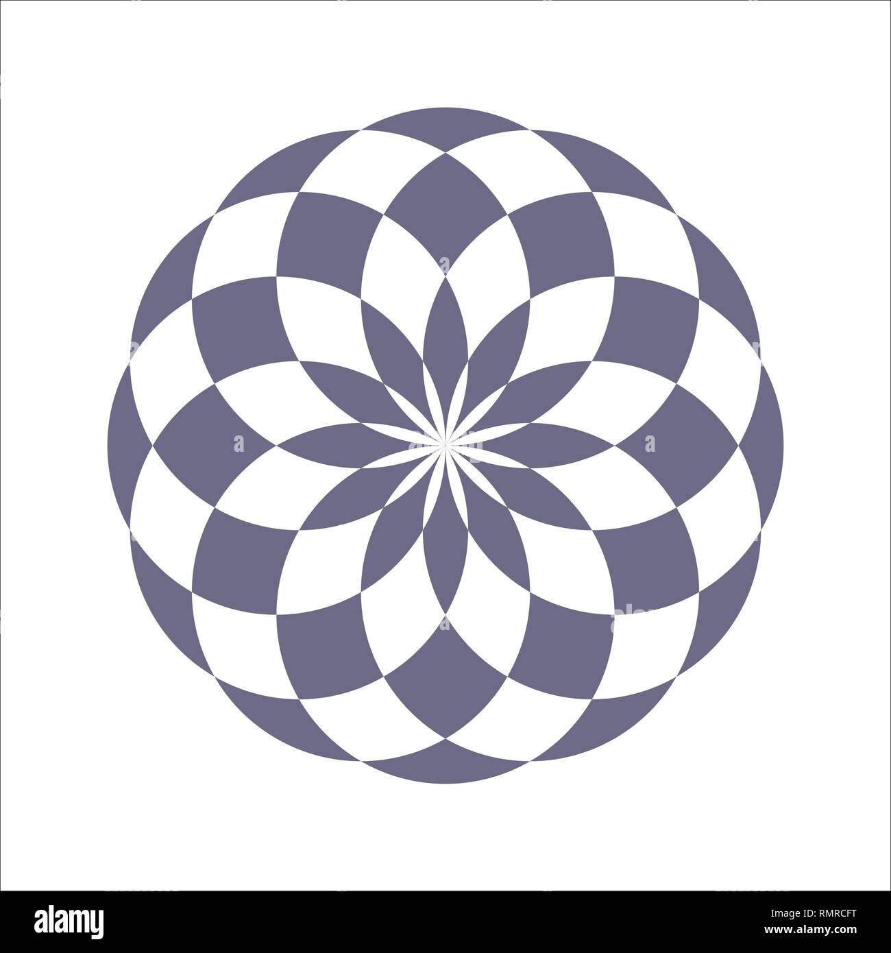 Monochrome elegante kreisförmigen Muster in Schwarz und Weiß. Kreisförmige mathematische Ornament. Ein Vektor kreisförmigen Muster von den gekreuzten Kreisen. Mandala. Stock Vektor
