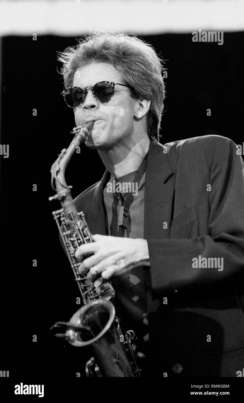 Saxophonist David Sanborn ist dargestellt auf der Bühne während einer "live"-Konzert aussehen. Stockfoto