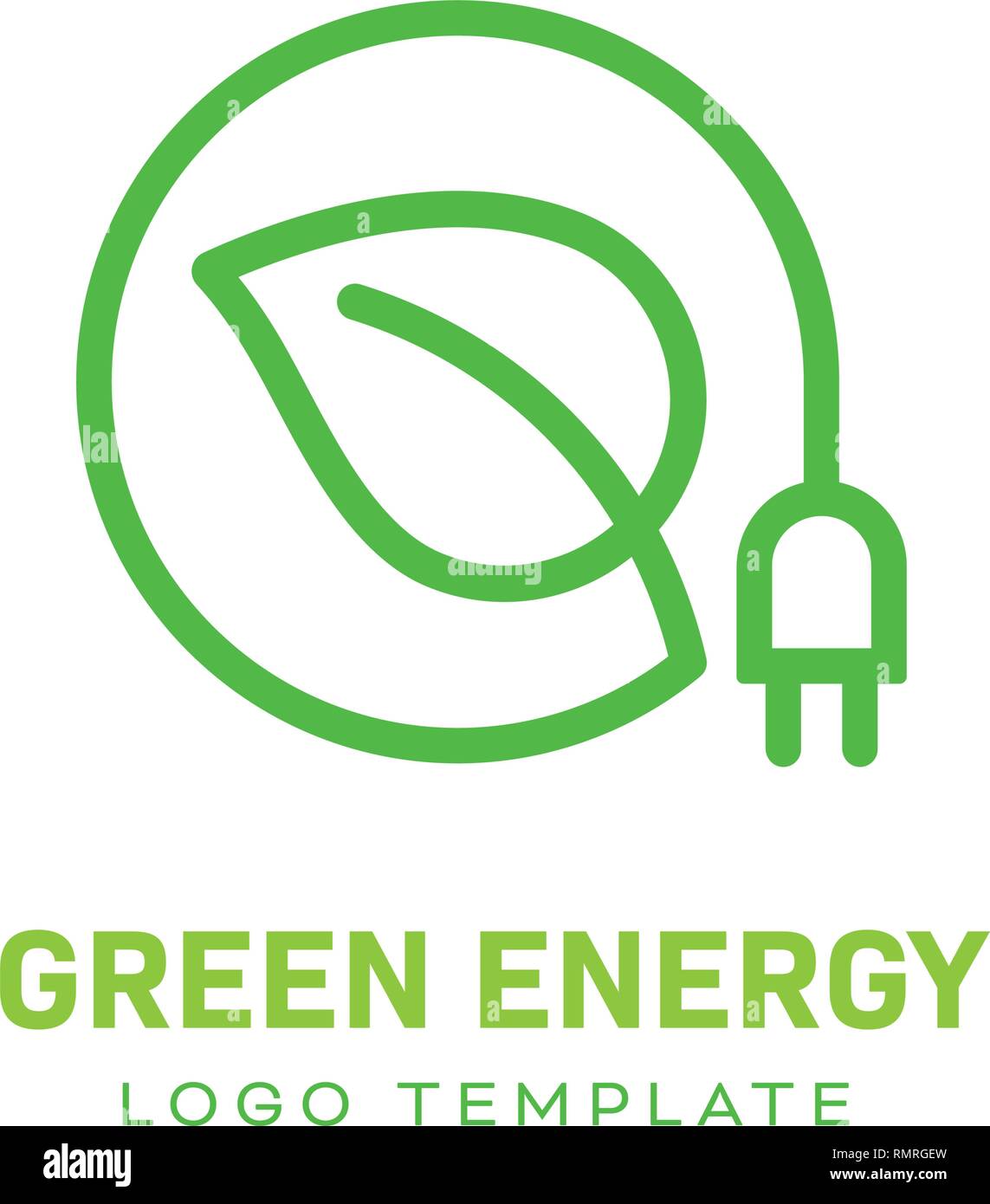 Grüne Energie Eco-Konzept Logo Vorlage - Blatt und Netzstecker Vector Illustration Stock Vektor