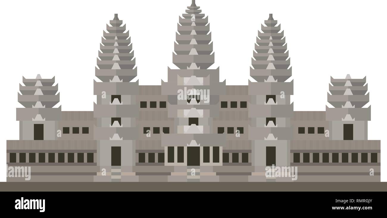 Flache Bauweise isoliert Vektor Symbol der Tempel Angkor Wat, Siem Reap, Camodia Stock Vektor