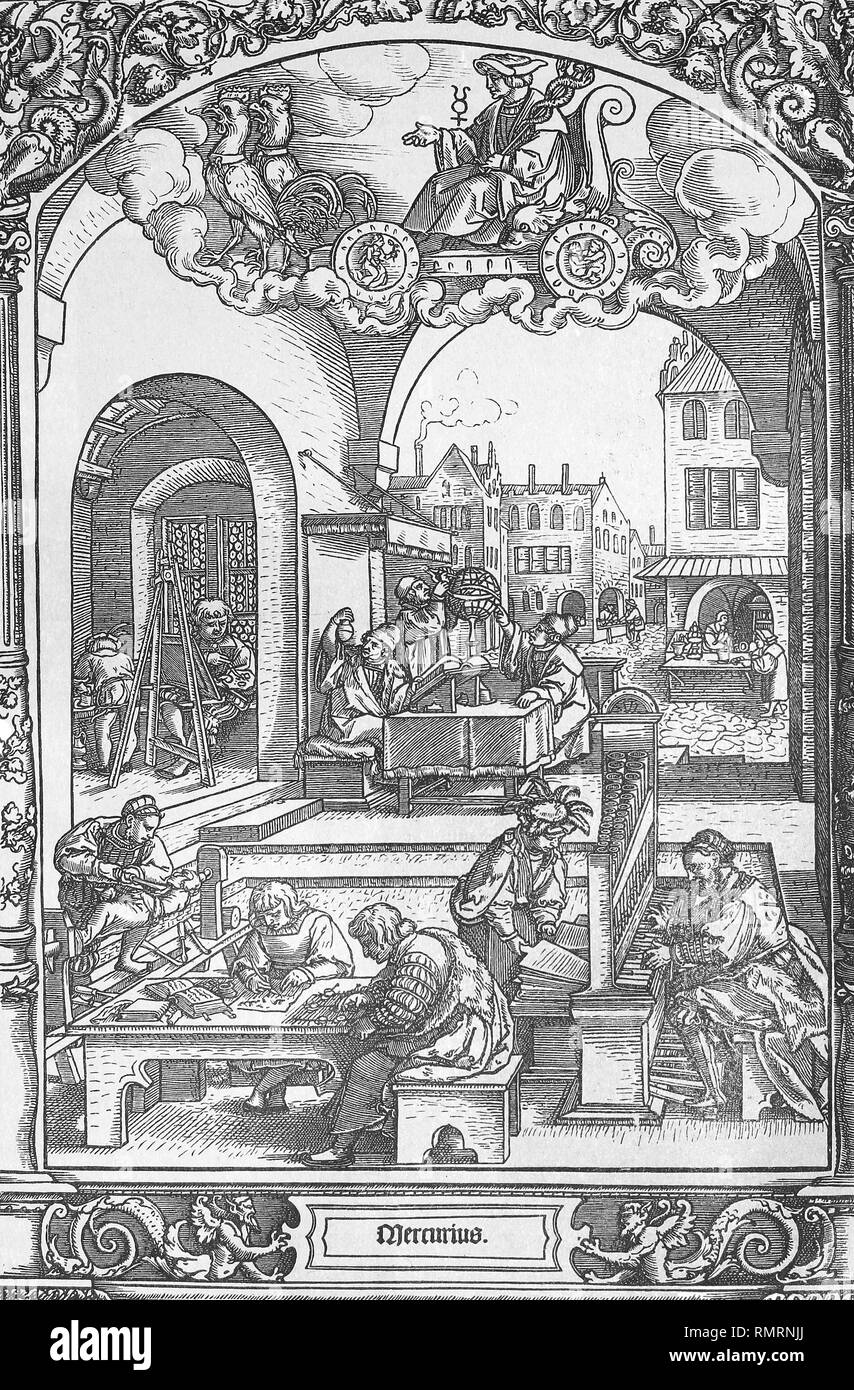 Das Leben in der Stadt in Deutschland in der ersten Hälfte des 16. Jahrhunderts. Stockfoto