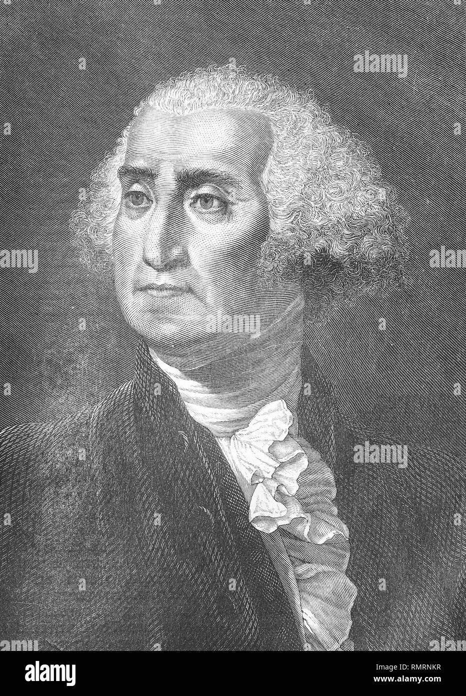 Porträt von George Washington. Alte Gravur Stockfoto