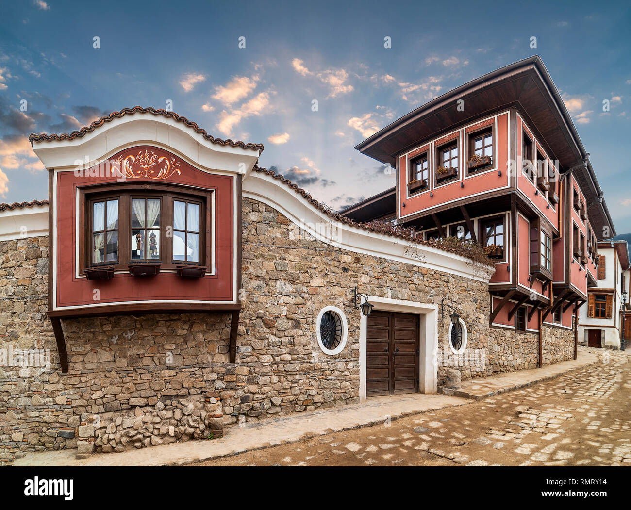 Haus aus der Zeit der Bulgarischen Wiedergeburt in der Altstadt von Plovdiv, der europäischen Kulturhauptstadt 2019, Bulgarien Stockfoto