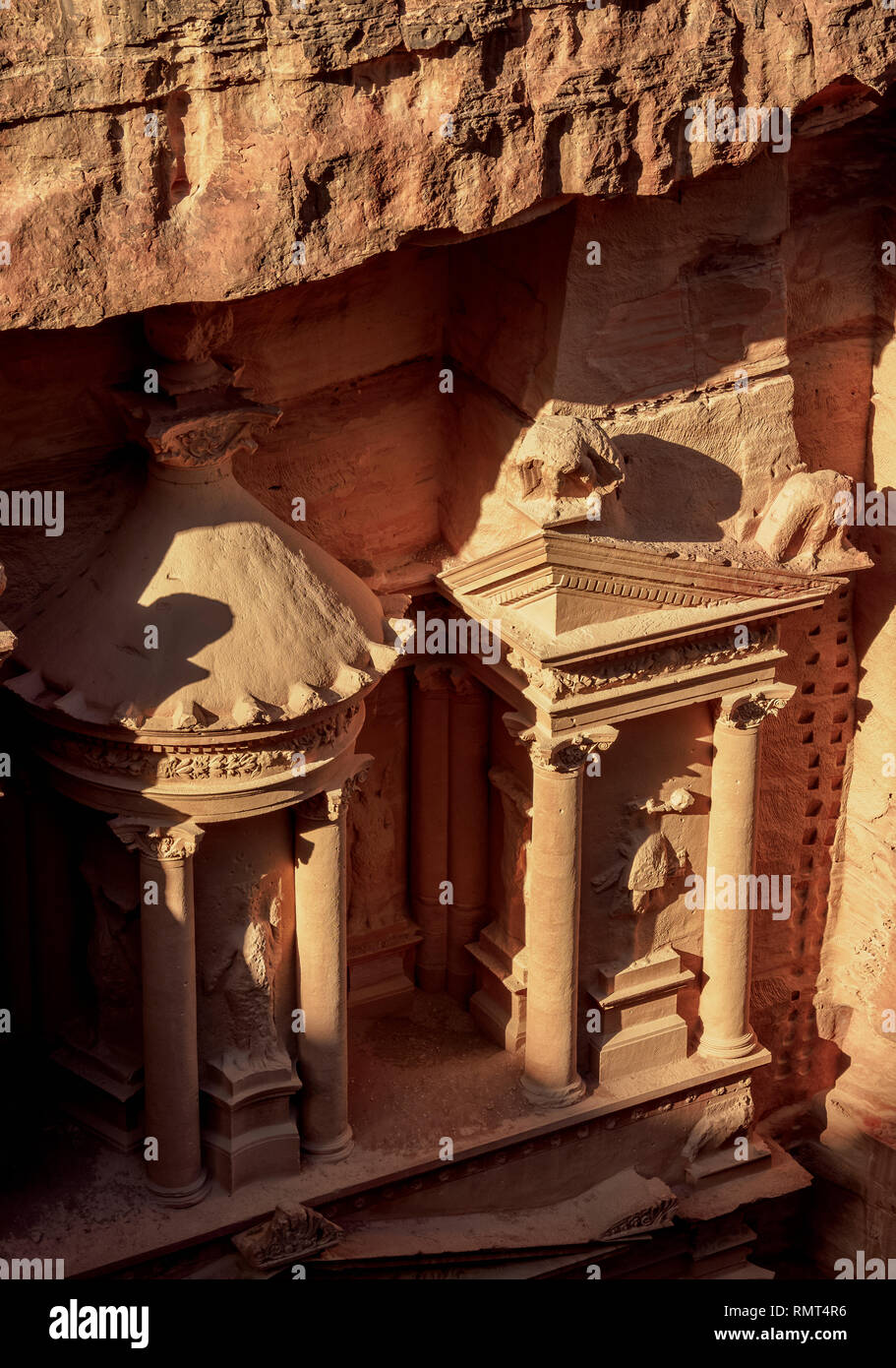 Die Schatzkammer, Al-Khazneh, Detailansicht, Petra, Ma'an Governorate, Jordanien Stockfoto