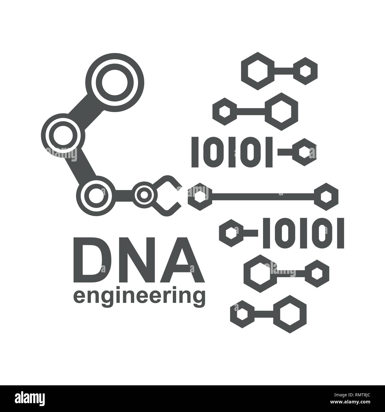 DNA Engineering, Erstellung synthetischer DNA. Die DNA-Synthese Wissenschaft Konzept. Polygon lab Chemie Gentechnik Reaktor. Moderne innovation Evolution Stock Vektor