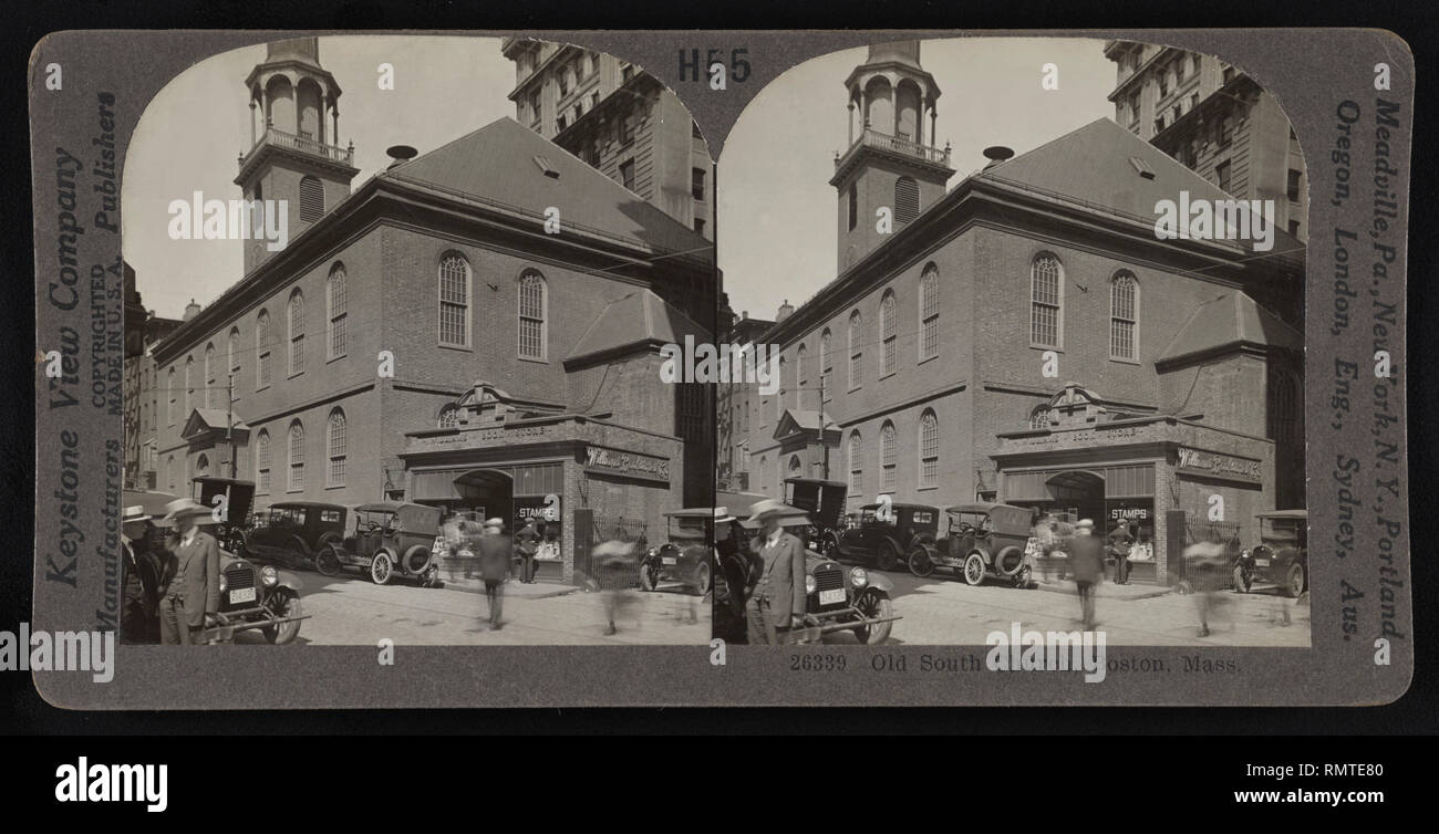 Old South Kirche, Boston, Massachusetts, USA, Keystone View Company, Stereo Karte, 1924 Stockfoto