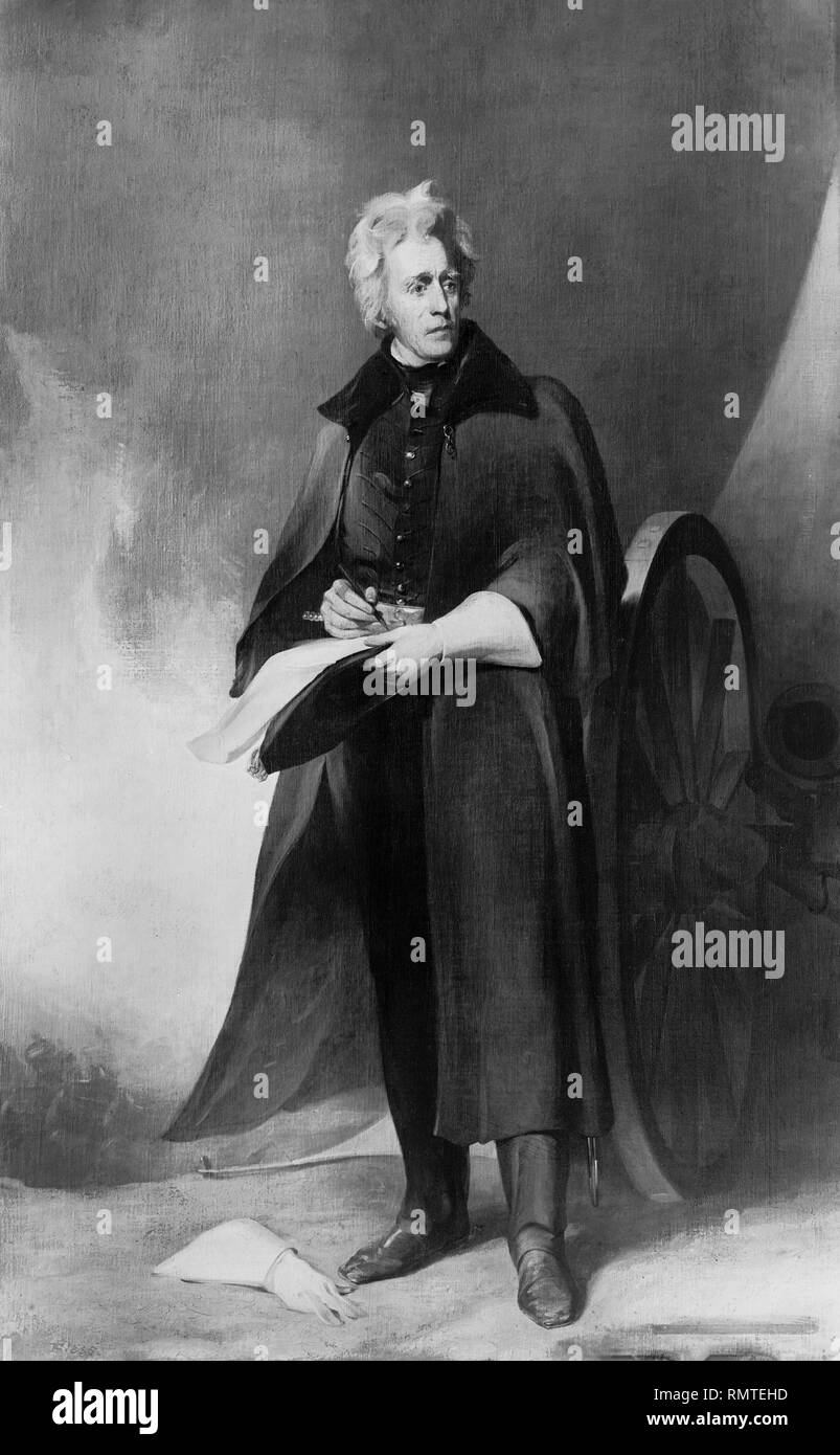 Andrew Jackson (1767-1845), 7. der Präsident der Vereinigten Staaten, in voller Länge Porträt, Fotografie von Thomas Sully Malerei, Detroit Publishing Company, 1900 Stockfoto