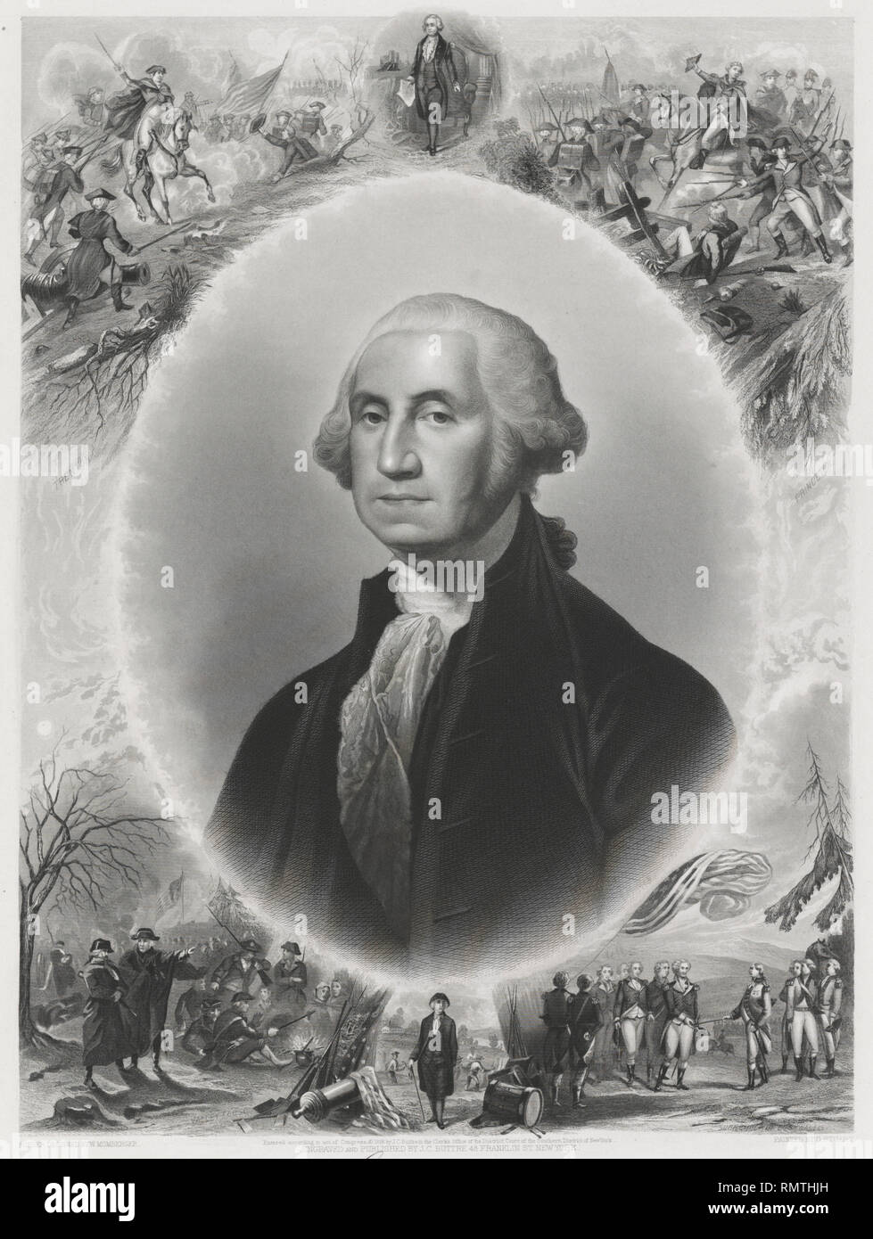 George Washington (1732-99), erster Präsident der Vereinigten Staaten, in voller Länge Porträt, Kupferstich von John Chester Buttre, 1866 Stockfoto