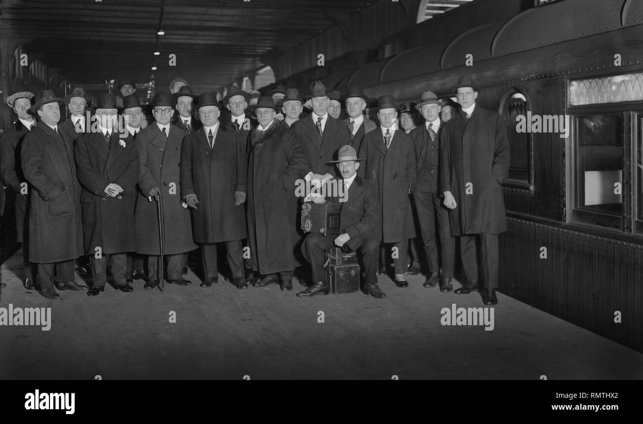 New York Giants Baseball Team in Richtung Frühling Training Camp in Marlin, Texas, USA, Bain News Service, 23. Februar 1917 Stockfoto