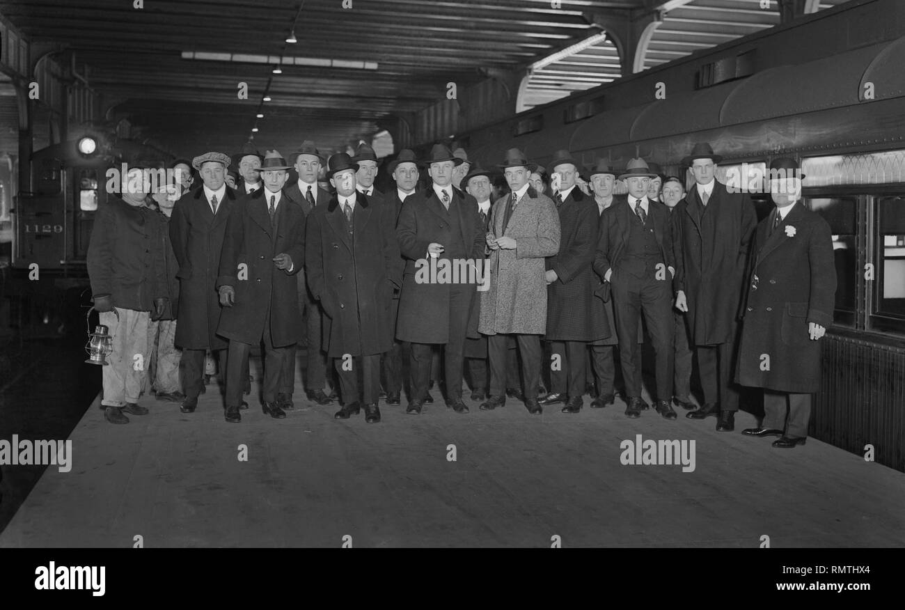 New York Giants Baseball Team in Richtung Frühling Training Camp in Marlin, Texas, USA, Bain News Service, 23. Februar 1917 Stockfoto