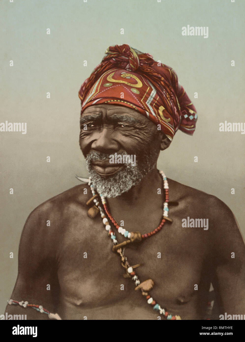 Gebürtige Medizin Mann, Südafrika, Photochrom Print, George Washington Wilson, der 1890 Stockfoto
