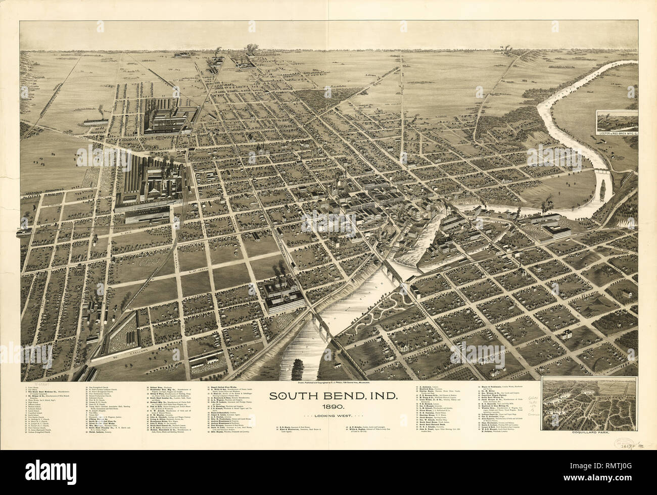 South Bend, Indiana, erstellt und veröffentlicht von C.J. Pauli, 1890 Stockfoto