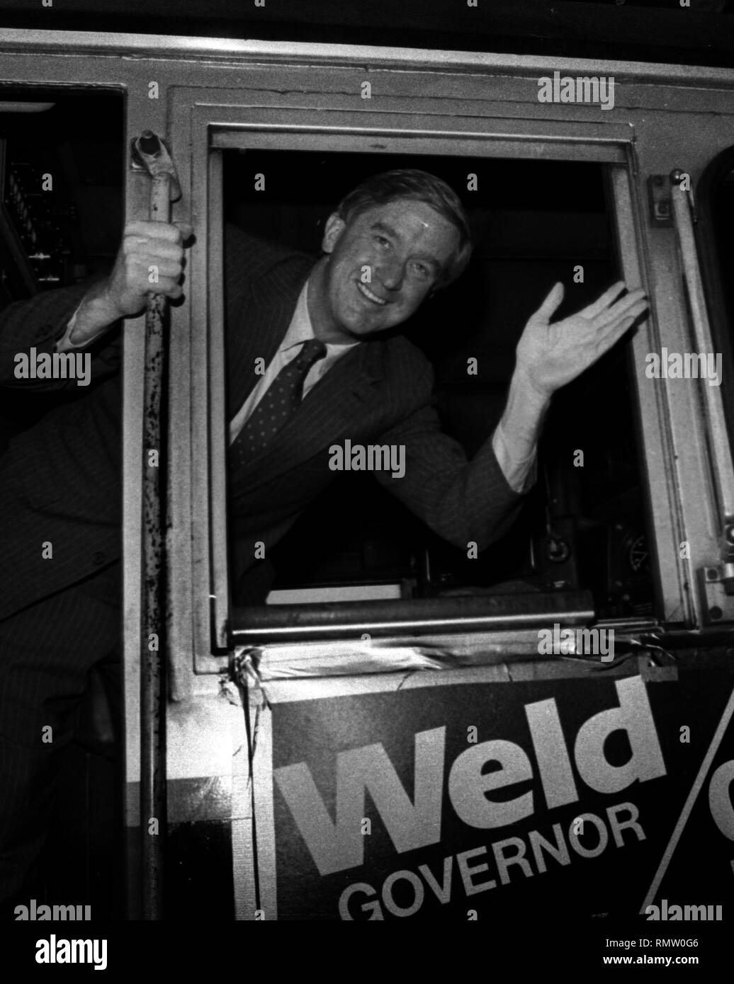 Ehemalige Massachusetts Gouverneur Bill Schweißen angekündigt, gegen Präsident Donald Trump für die republikanische Präsidentschaftskandidatur im Jahr 2020. In diesem Foto Massachusetts Gouverneur Bill Schweißnaht (R) startet seine gubernatorial Kampagne in Boston, Ma USA Foto von Bill Belknap 1995 Stockfoto