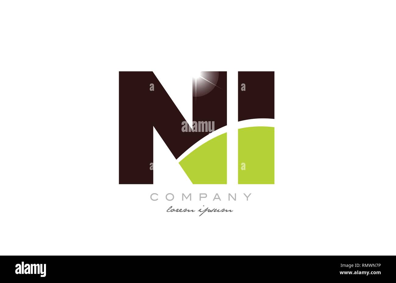 Schreiben ni n Ich alphabet Kombination logo Icon Design mit grünen und braunen Farben geeignet für ein Unternehmen oder ein Geschäft Stock Vektor