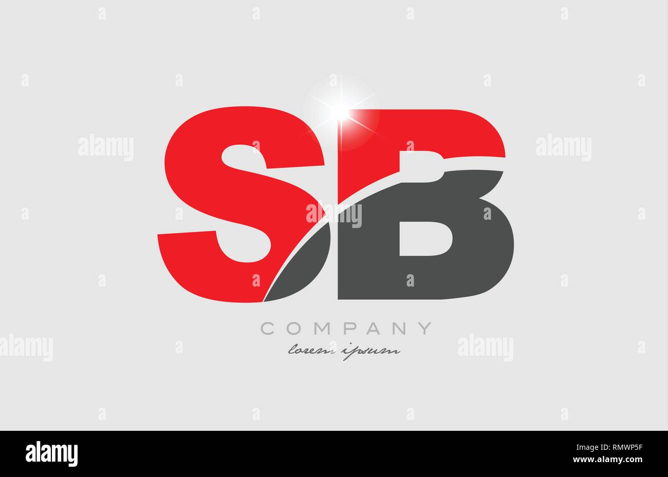 Kombination schreiben sb s b in Grau Rot Farbe Alphabet logo Icon Design geeignet für ein Unternehmen oder ein Geschäft Stock Vektor
