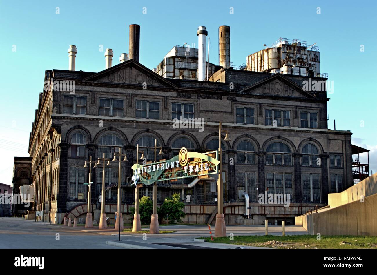 Die alte Union Licht und Power Company in St. Louis Missouri neben der Riverfront Trail entfernt. Stockfoto