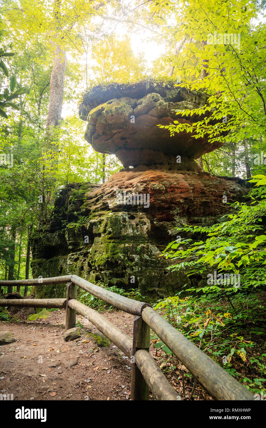 Einzigartige Felsformation aus Sandstein in Red River Gorge Geological Area in Kentucky Stockfoto