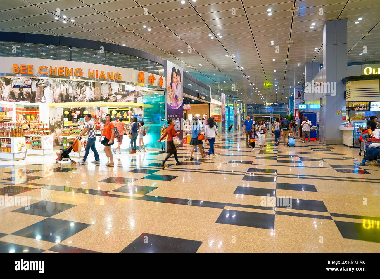 Singapur - ca. August 2016: im Inneren des Changi Flughafen. Changi Airport ist der primäre zivilen Airport für Singapur. Stockfoto