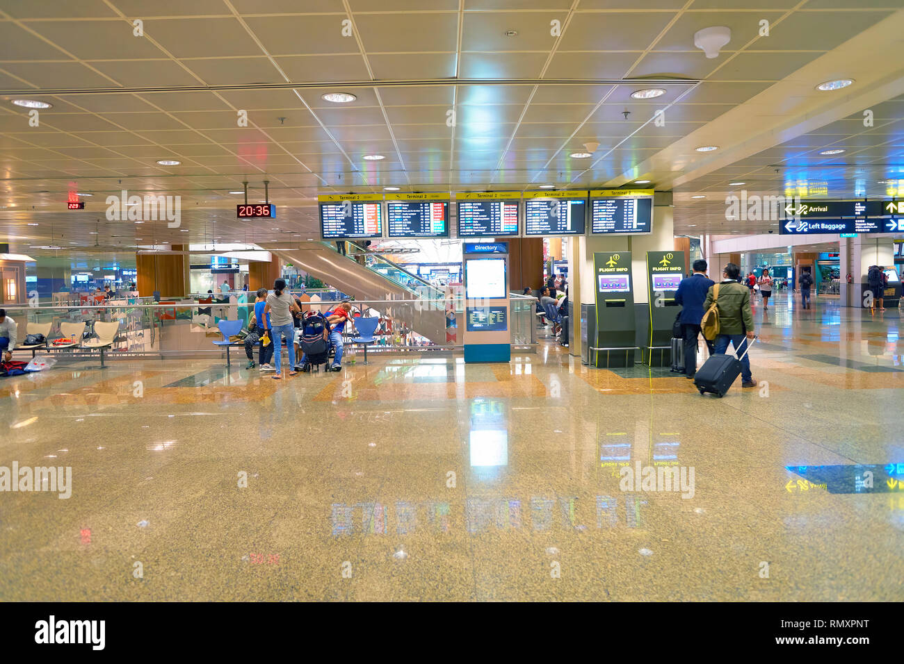 Singapur - ca. August 2016: im Inneren des Changi Flughafen. Changi Airport ist der primäre zivilen Airport für Singapur. Stockfoto