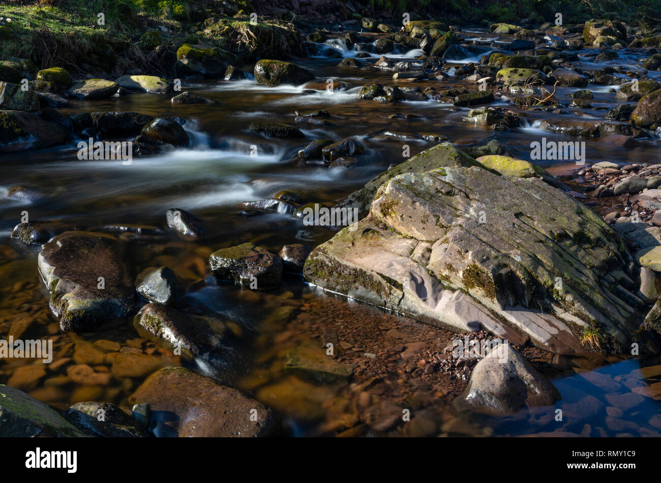 Blaen-y-Glyn Wasserfälle in die Brecon Beacons, Wales Stockfoto