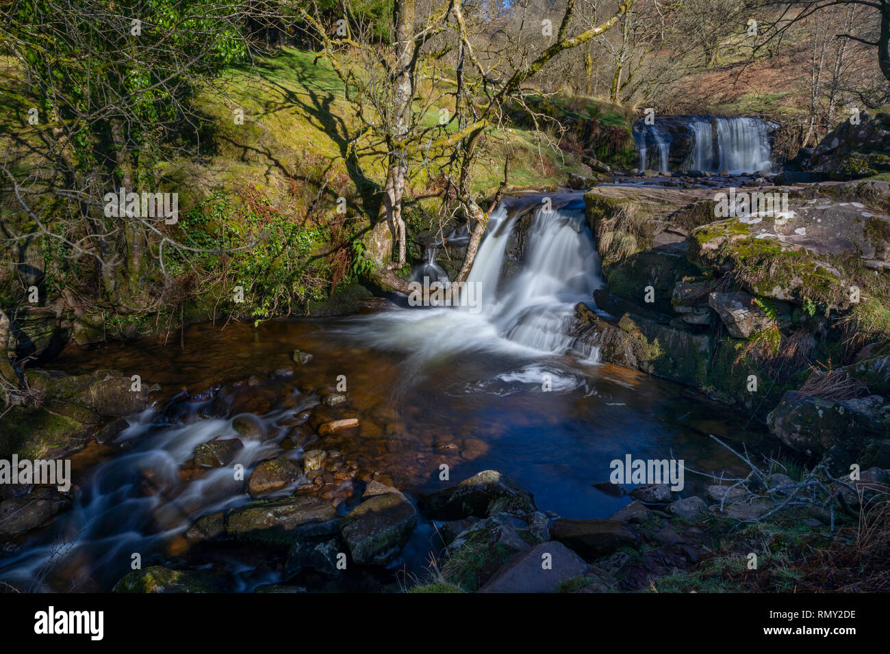 Blaen-y-Glyn Wasserfälle in die Brecon Beacons, Wales Stockfoto
