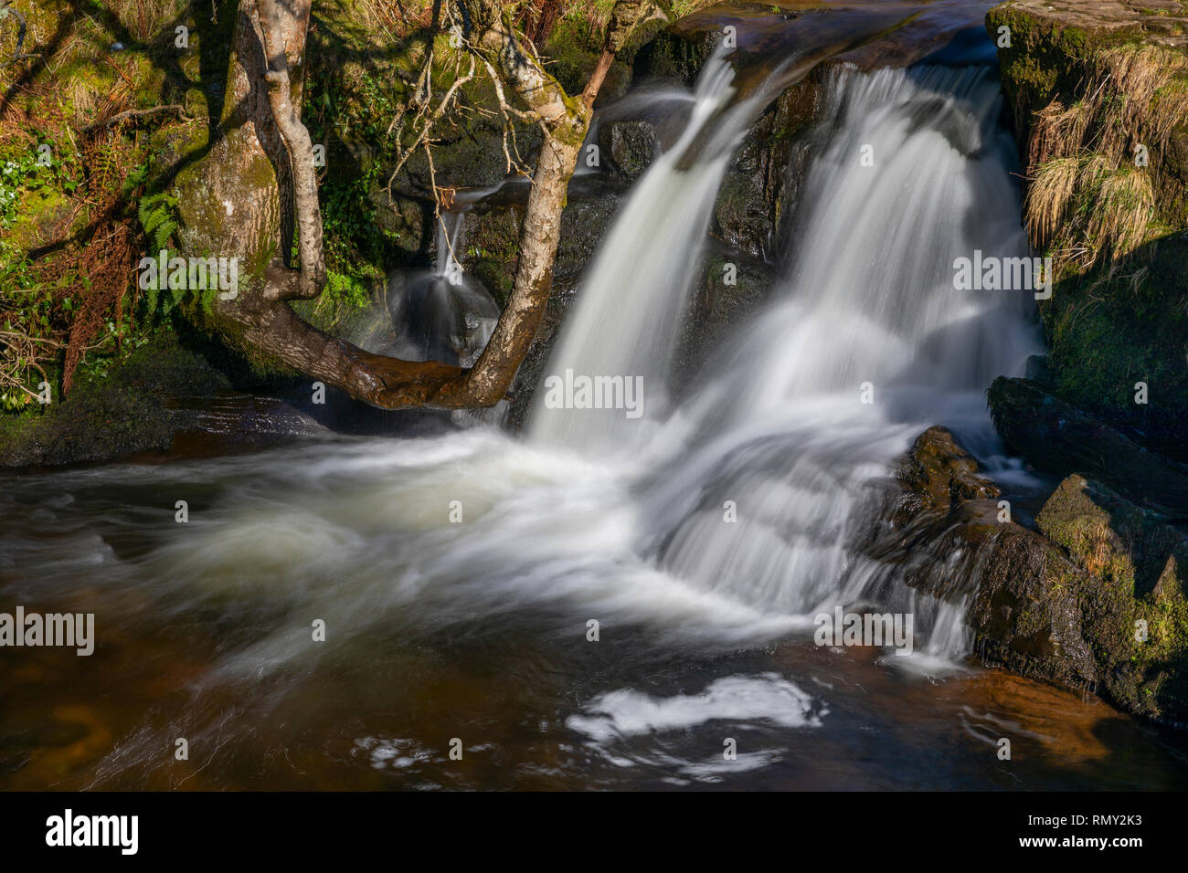 Blaen-y-Glyn Wasserfälle in die Brecon Beacons, Wales Stockfoto