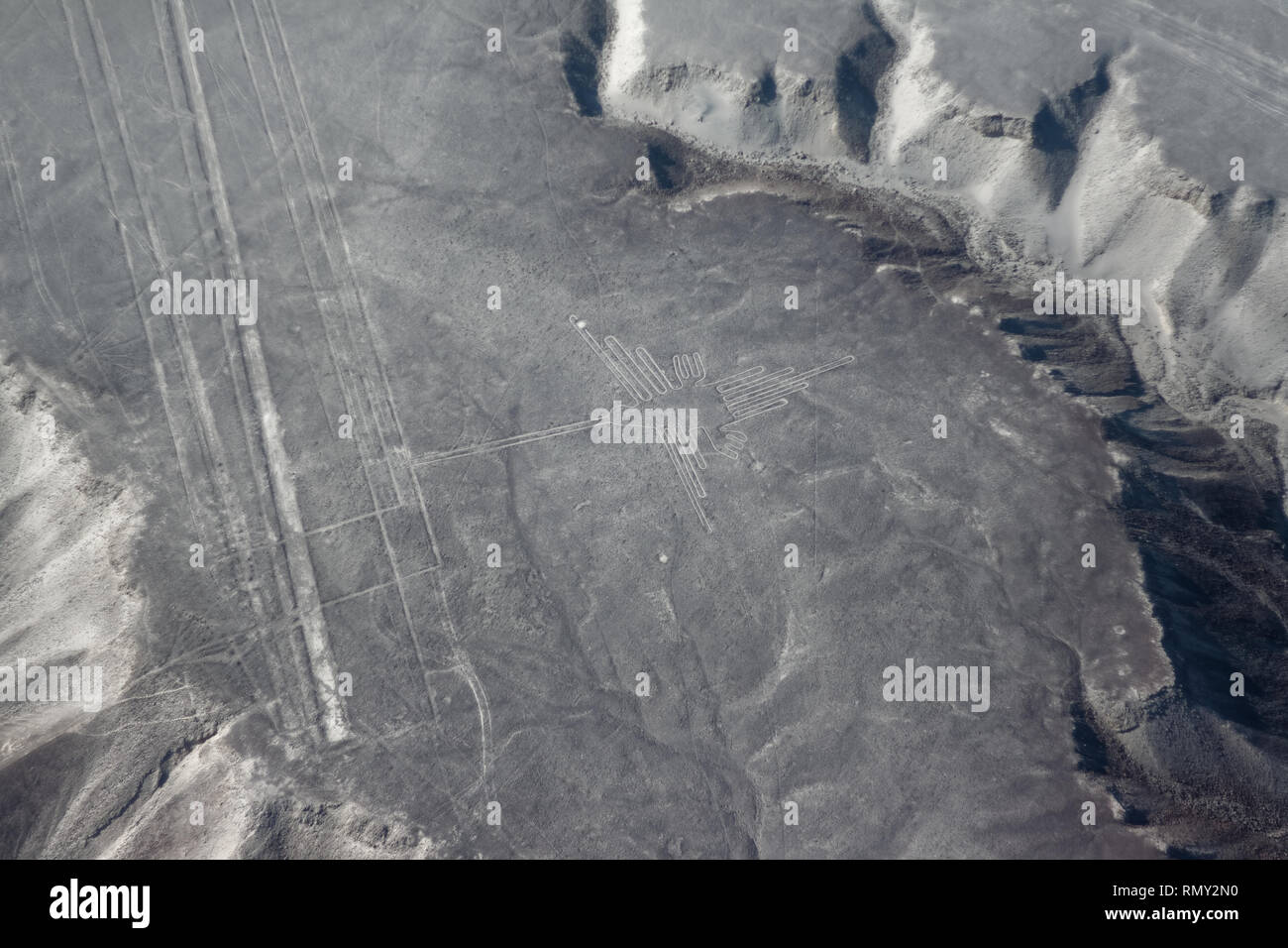 Nazca Wüste mit mysterous Nazca Linien Stockfoto