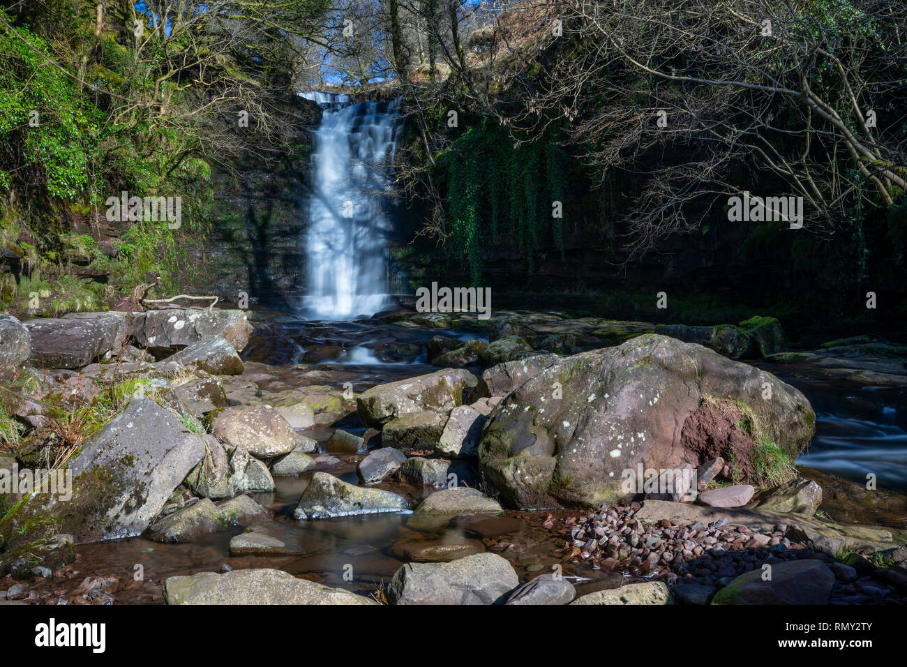 Blaen-y-Glyn Wasserfälle in die Brecon Beacons, Wales Stockfoto