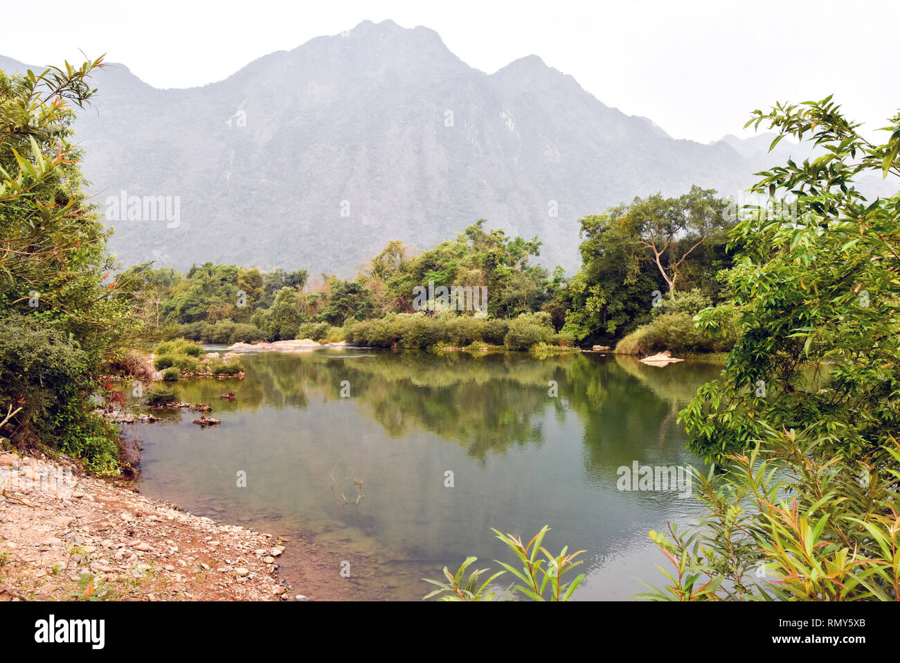 Landschaft neben Van Vieng Laos Stockfoto