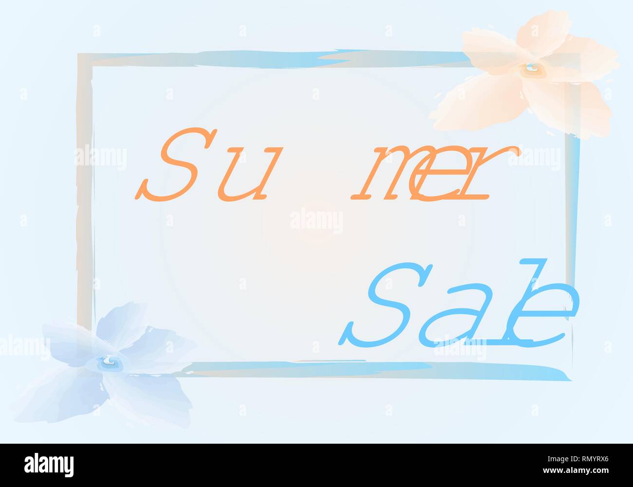 Summer Sale Abbildung mit orange und blaue Blume Stock Vektor