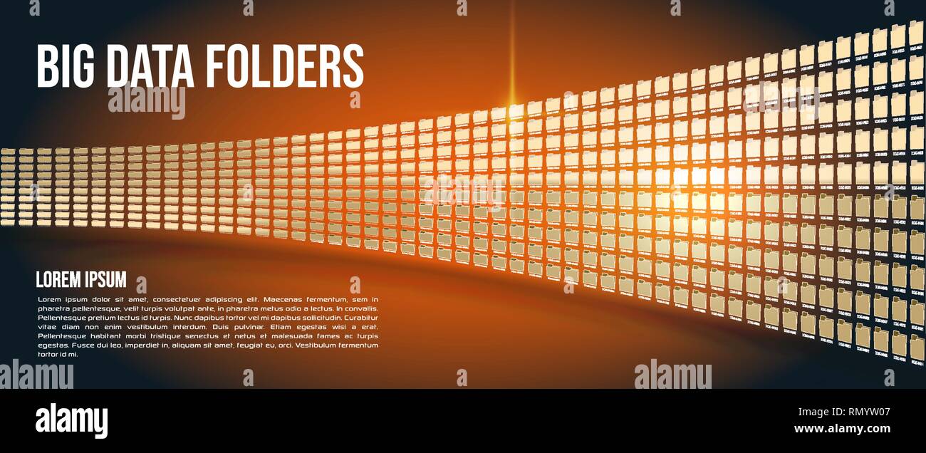 Big Data Ordner auf orange gradient Hintergrund Stock Vektor