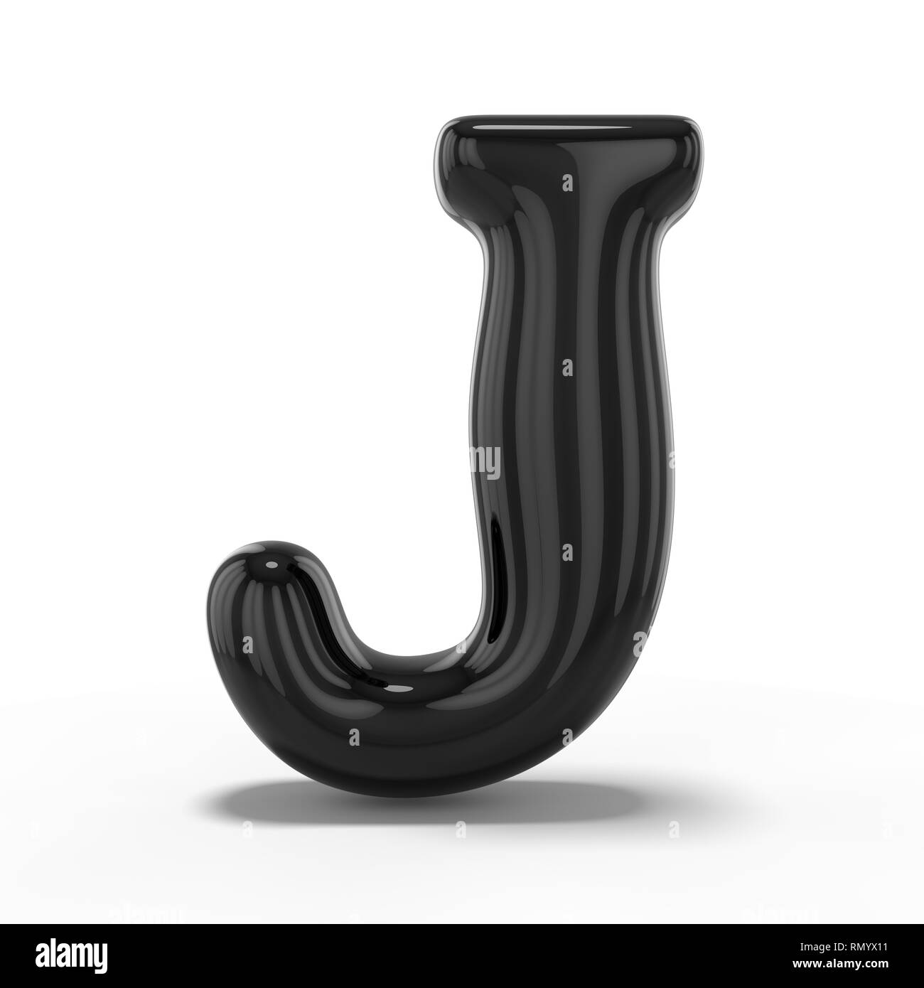 Buchstabe J aus aufblasbaren Ballon auf weißem Hintergrund. 3D-Rendering Stockfoto