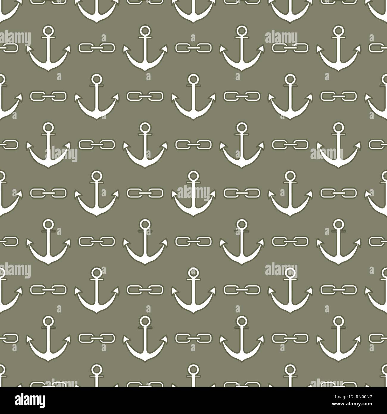 Nahtlose Muster mit Anker und Ketten. Meer Hintergrund. Design für Banner, Poster-, Textil-, drucken. Stock Vektor