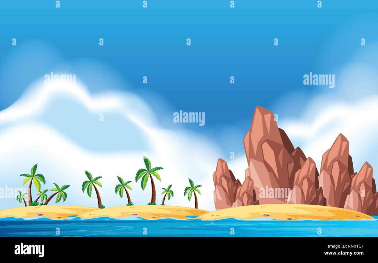 Eine einsame Insel Landschaft illustration Stock Vektor