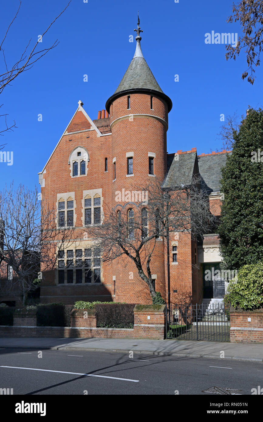 Das Tower House, Kensington, London. Berühmte neo-gotischen viktorianischen Haus, entworfen von William Burgess und jetzt von zeplin von Gitarrist Jimmy Page geführt. Stockfoto