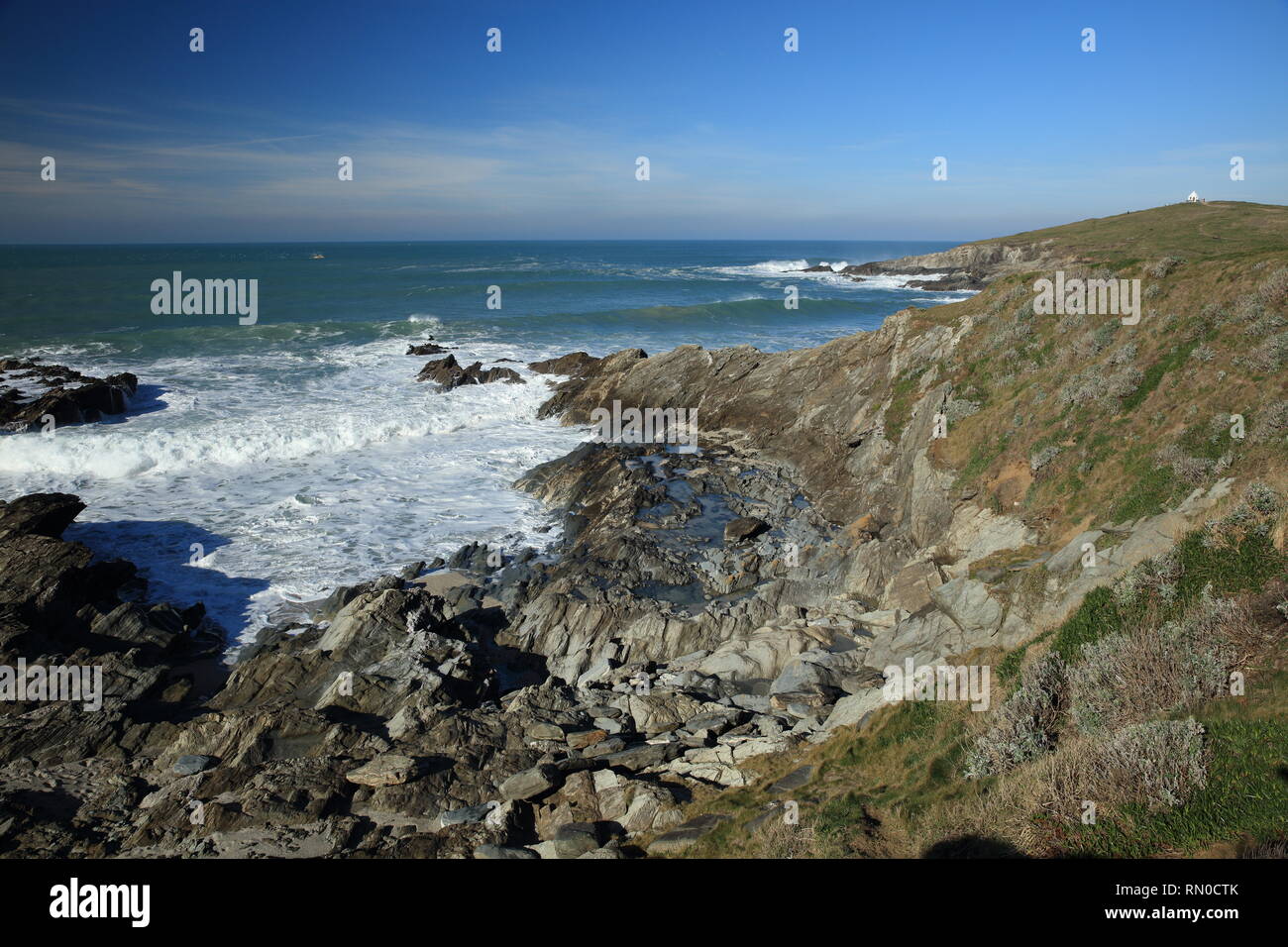 Kopf-/wenig Fistral Towan, Newquay, Cornwall, England, Großbritannien Stockfoto