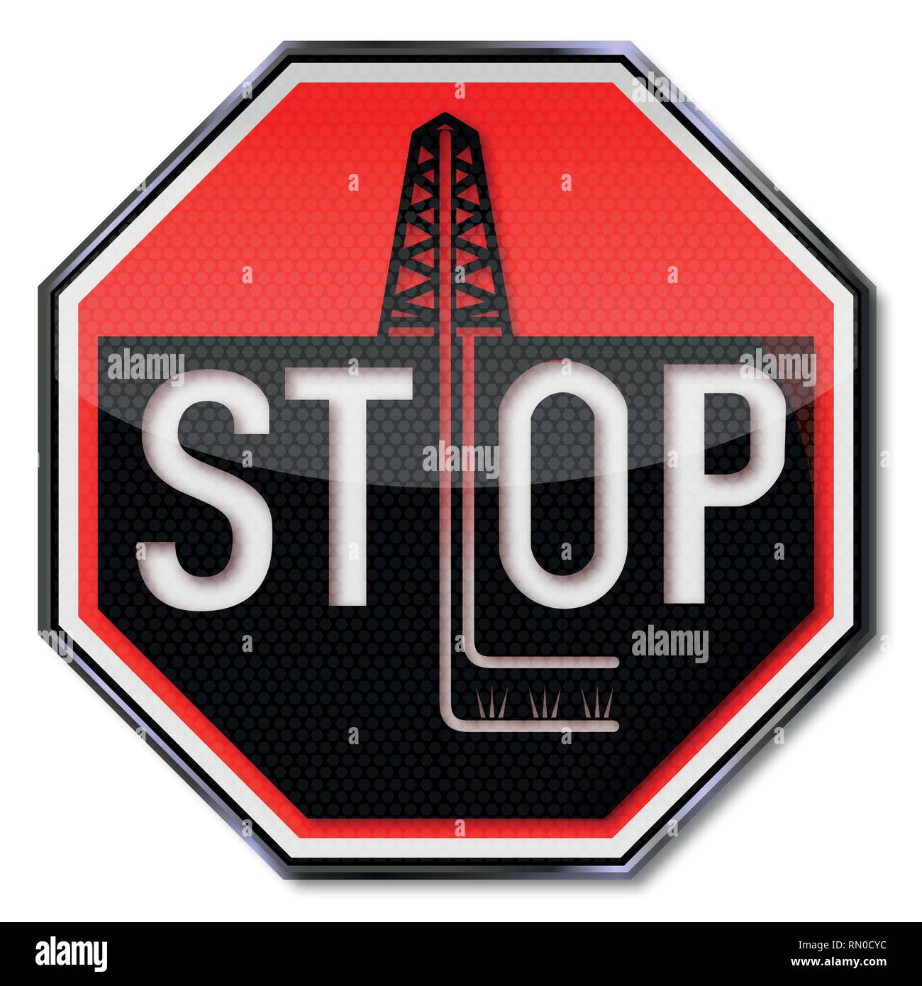 Stop-Schild ohne Fracking und bohren Sie bitte Stock Vektor