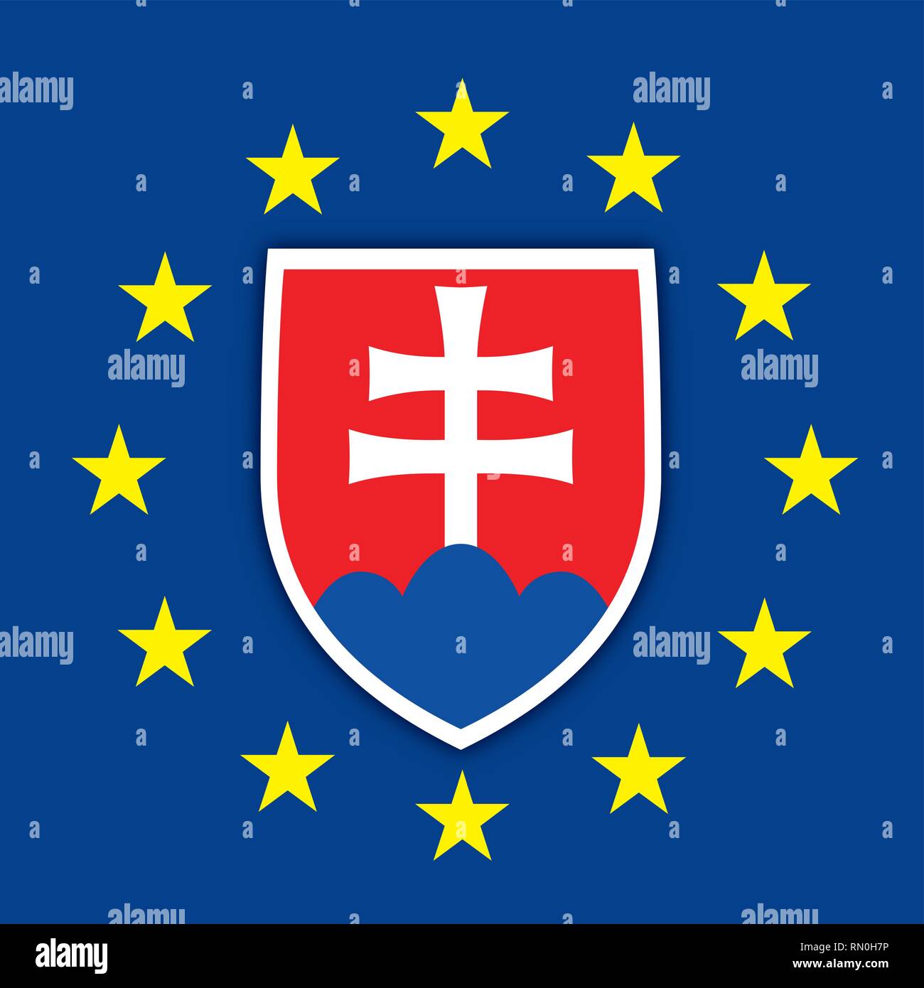 Slowakei Wappen auf der Fahne der Europäischen Union, Vector Illustration Stock Vektor