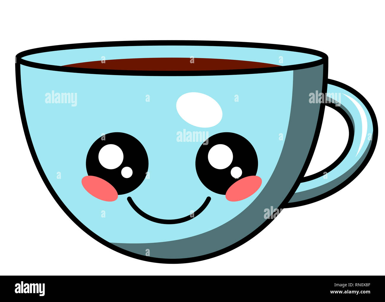 Süße Tasse Kaffee kawaii Gesicht Vector Illustration Design isoliert auf  weißem Stockfotografie - Alamy