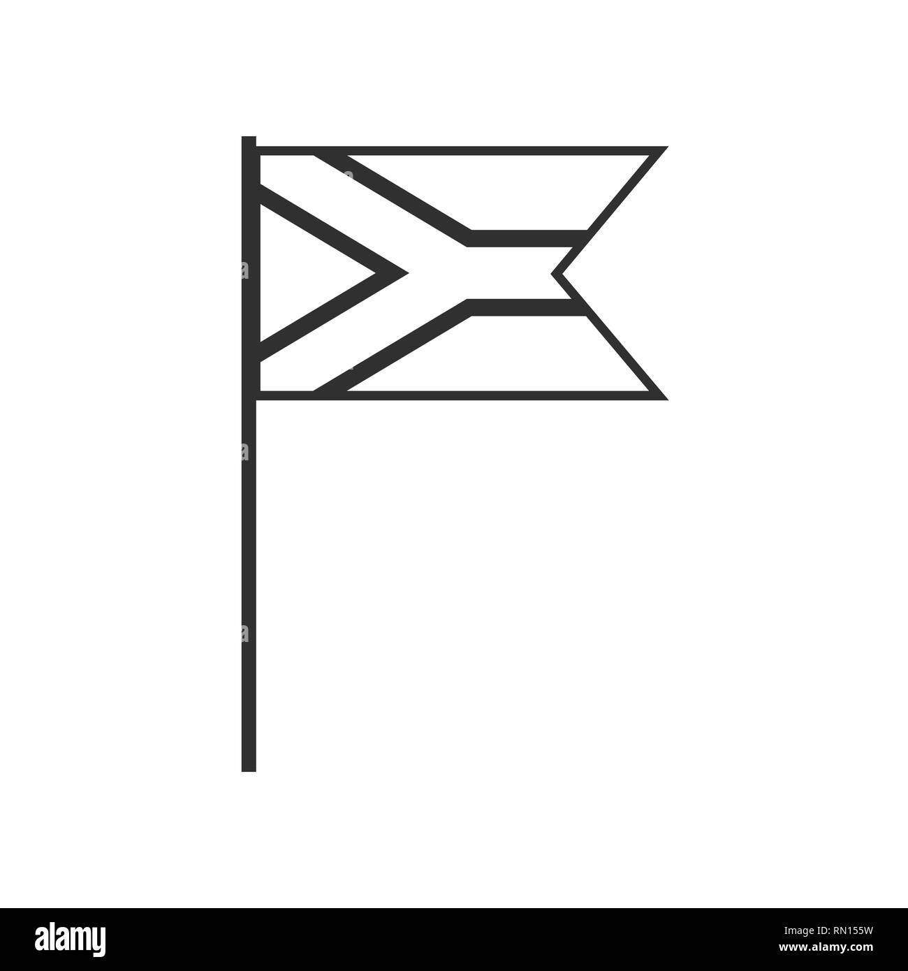 Südafrika Flagge Symbol in schwarzer Umriss flache Bauform. Tag der Unabhängigkeit oder der nationalen Feiertag Konzept. Stock Vektor