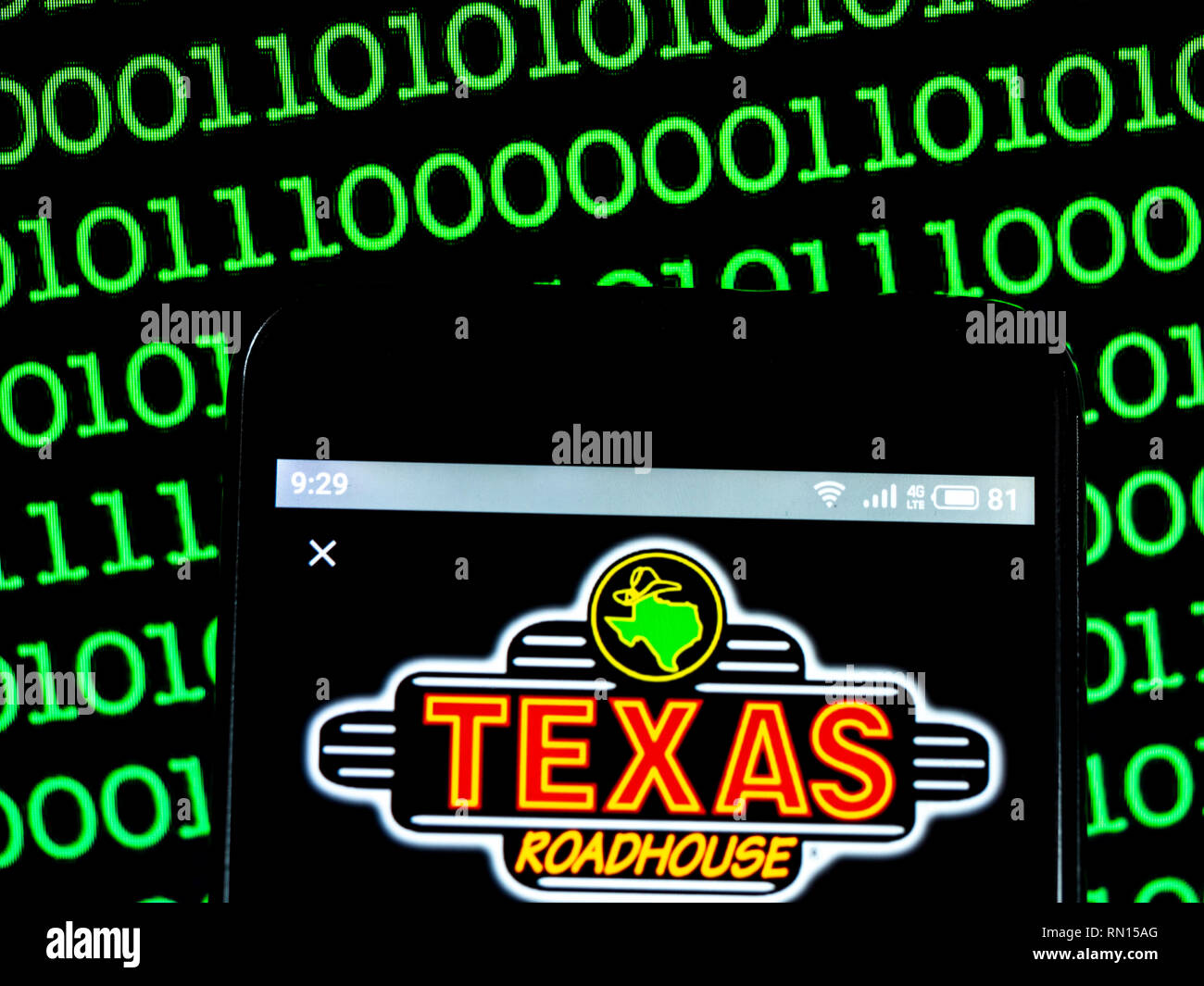Texas Roadhouse American Restaurant einer Kette Logo auf dem Smartphone angezeigt Stockfoto