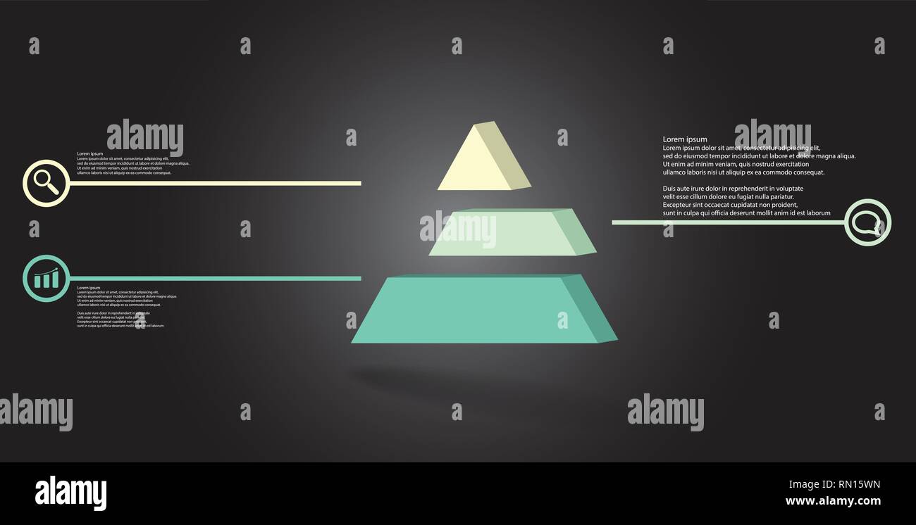 3D-Illustration Infografik Vorlage mit geprägtem Dreieck zu drei verschoben Teilen Stock Vektor