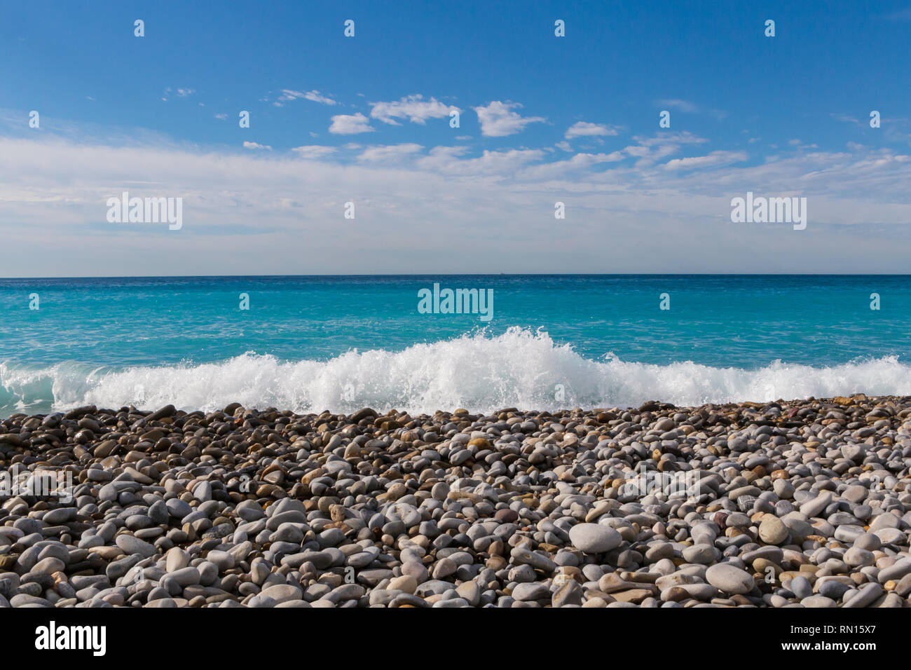 Pebble Stones Strand an der französischen Riviera, Nizza Stockfoto