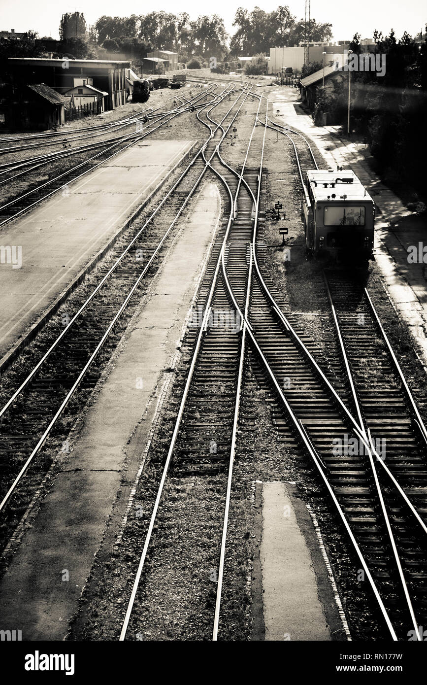 Eisenbahnlinien, Osijek, Slawonien, Kroatien Stockfoto