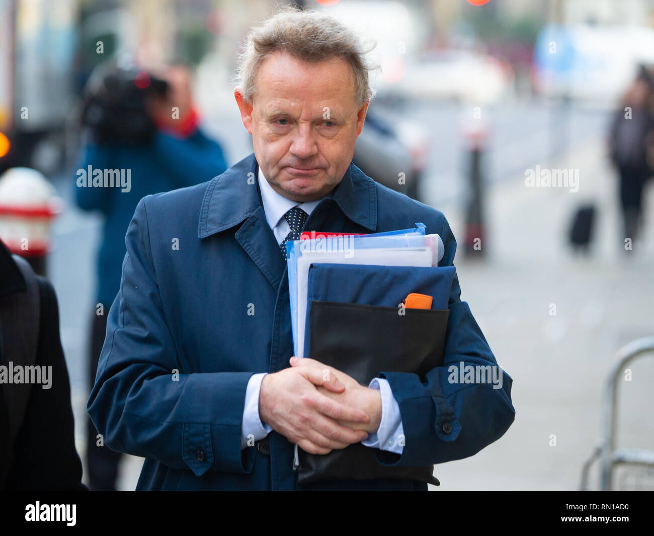 Pilot, Andrew Hill, kommt an der Old Bailey. Er bestreitet 11 Faellen Totschlag durch grobe Fahrlässigkeit, wenn er im Shoreham Airshow 2015 abgestürzt. Stockfoto