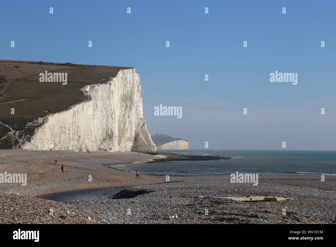 Strand einschließlich Beachy Head Cliff Stockfoto