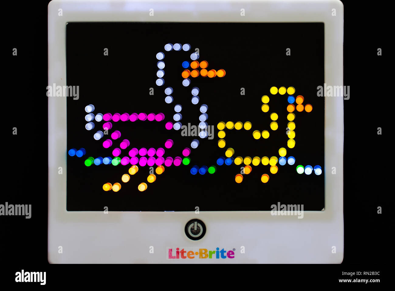 Lite-Brite Bild der Mutter Ente und Entlein Stockfoto