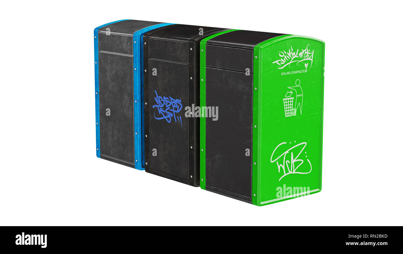 Zeitung box Metall kommerziellen, auf weißem Hintergrund. 3D-Rendering Stockfoto