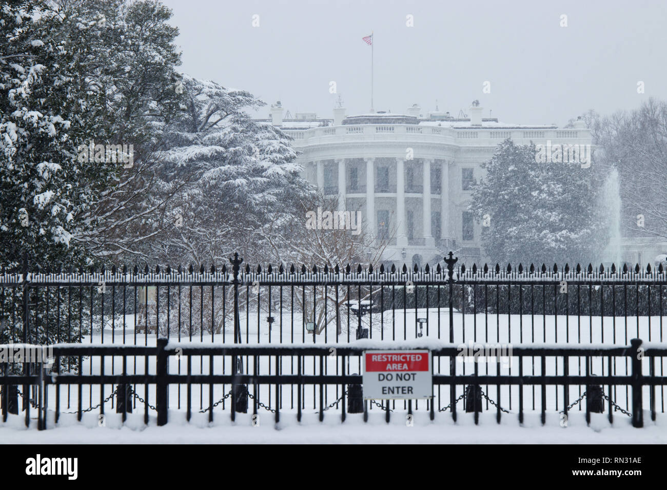 White House USA Winter schnee Stockfoto